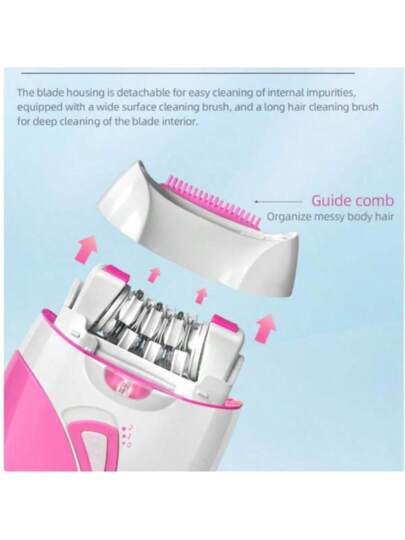 Kemei إبلاطور كهربائي للنساء KM-189A, محمول، آلة نزع شعر السيدات، قابل لإعادة الشحن بمنفذ USB، ماكينة حلاقة آمنة لإزالة الشعر من الجسم والإبط والساق والوجه