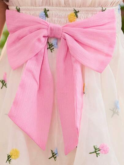 فساتين بيبي فستان بنات صغار مطرز وممشط من القماش المشبك بحمالات مريحة