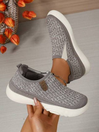 أحذية نسائية محبوكة بسيطة وكاجوال، ذات وسادة هوائية رغوية في القاعدة، ملمس متموج، خفيفة الوزن ومريحة، قاعدة ناعمة مانعة للانزلاق، مصنوعة من قماش تنفسي عالي الجودة