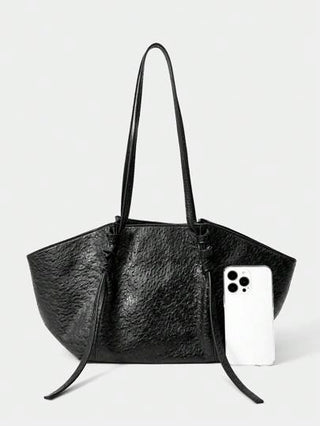 SHECARRY حقيبة يد كلاسيكية أنيقة وبسيطة من جلد النعام الأسود، مناسبة للتنقل اليومي للنساء