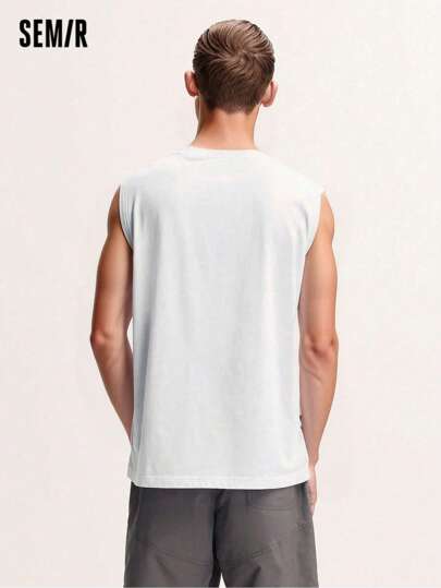 SEMIR جيليه رياضي بلا أكمام للرجال ، ذو كتف واسع ، بطبعات ، ضرورة لياقة بدنية خارجية وملابس رياضية حضرية