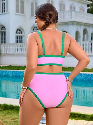 Swim Mod بدلة سباحة مكونة من 2 قطعة: توب بحمالات قابلة للإزالة + شورت سباحة قياس عادي، متنوعة الألوان، بتصميم كاجوال
