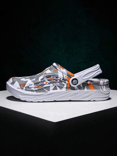 زوج من الكلوغز الخفيفة الوزن المريحة للرجال المفرغة للخارج، أحذية حدائق مانعة الانزلاق ، صنادل صيفية للرجال من الشبكة ، أحذية كاجوال خارجية للرجال مقاومة الانزلاق، نعل سميك وشبشب للشاطئ