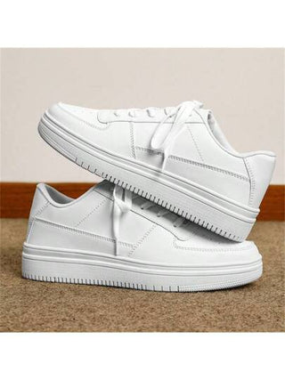 أحذية تزلج للرجال ذات تهوية وقابلية للارتداء على مدار السنة، مانعة للانزلاق وللروائح الكريهة، ذات كعب سميك أبيض نقي، أحذية كاجوال للخارج من الجلد منخفضة الرقبة، نسق بسحاب أحذية رياضية ذات مقاس إضافي مناسبة لطلب حجم أكبر من المعتاد