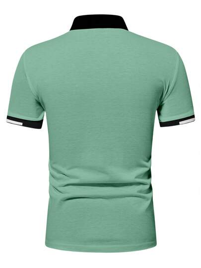 Manfinity Homme قميص بولو كاجوال قصير الأكمام بطبعة فارس للرجال