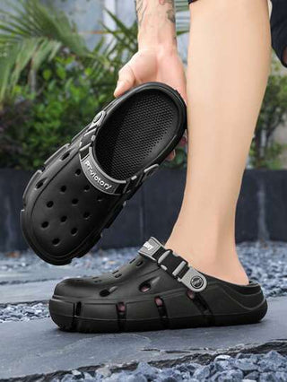 صنادل رجالية مثقبة قابلة للتنفس، صيفية جديدة للخارج مضادة للانزلاق ذات نعل سميك وأصابع مغلقة، أحذية شاطئ