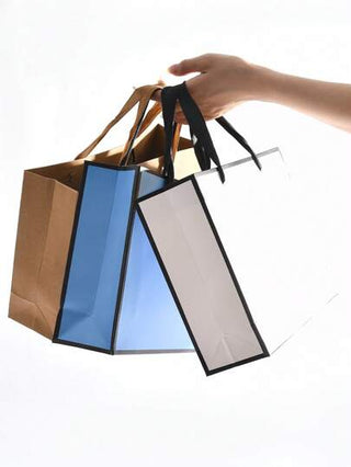 3/6/12 قطعة- أكياس هدايا ورقية مع مقابض، أكياس ورقية بيضاء، أكياس هدايا حرفية، أكياس تسوق البقالة، أكياس تجزئة، أكياس حفلات عيد الميلاد، أكياس زفاف المفضلة