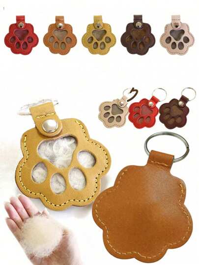 حافظة شعر الحيوانات الأليفة التذكارية من البولي يوريثان، سلسلة مفاتيح متعددة الوظائف محمولة للقطط والكلاب، حافظة شعر الحيوانات الأليفة التذكارية - جلد - للمحبين للحيوانات الأليفة - ذكرى للحيوانات الأليفة المحبوبة - هدية مثالية لأصحاب الحيوانات الأليفة