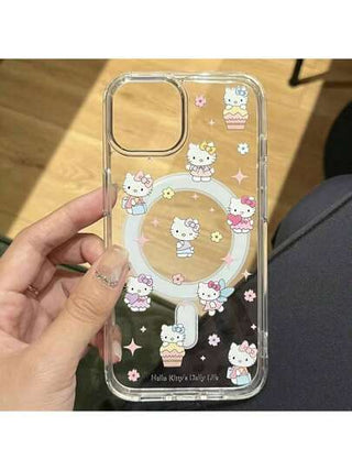 Sanrio 1 قطعة أغطية هاتف ساريو ذات تصميم قطة نجمية مغناطيسية متوافقة مع هواتف 7/8/11/12/13/14/15/16/X/XS/XR/XS Max، جميلة وأنيقة (التصميم العشوائي محدد)