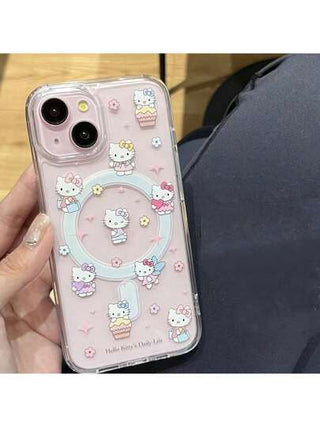 Sanrio 1 قطعة أغطية هاتف ساريو ذات تصميم قطة نجمية مغناطيسية متوافقة مع هواتف 7/8/11/12/13/14/15/16/X/XS/XR/XS Max، جميلة وأنيقة (التصميم العشوائي محدد)