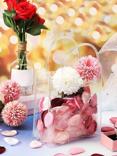 10 قطع حقيبة هدايا بلاستيكية شفافة مع مقبض، حقيبة تسوق قابلة لإعادة الاستخدام للأعياد والمناسبات، للهالوين، عيد الميلاد، حفلات الأعراس، لحفلات الهدايا، تسوق، حزب، هدايا، مصنوعات يدوية، للمجوهرات، العطور، المخابز، الهدايا