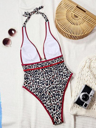مايوه حريمي قطعة واحدة Swim SXY بدلة سباحة نسائية بياقة على شكل حرف V عميق بطبعة نمر ، أنيقة وجذابة لموسم الربيع ، مناسبة للموسيقى الحية