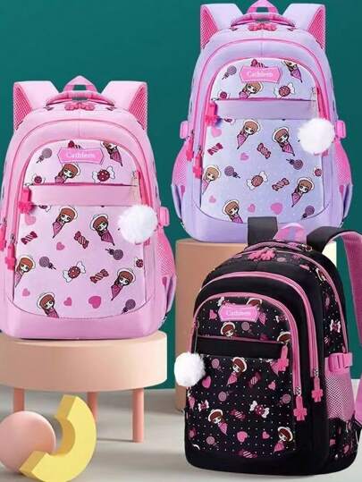 حقيبة ظهر خفيفة مضادة للسقوط للأطفال، حقيبة مدرسية لطالبات المراهقات، حقيبة ظهر لحاسوب 15.6 بوصة مزينة بكرة لكراسي، حقيبة ظهر للسفر اليومي، هدية عودة إلى المدرسة، حقيبة ظهر كرتونية خفيفة مع أشرطة قابلة للتعديل للأولاد والبنات، مناسبة لطلاب المدارس الابتدا