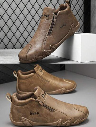 بوت رياضية كاجوال جلدية جديدة للرجال، تصميم أزرار جانبية أنيق ومريح، علامة 'دابب' بوت رياضية كاجوال عالية الأعلى أرستقراطية، بوت جلدية رسمية للرجال، بوت بوت عصرية خفيفة الوزن خمس أصابع