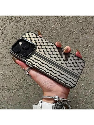 حافظة هاتف ذات تصميم بخطوط سوداء أنيقة متوافقة مع هواتف آيفون 16, 15, 14, 13, 12, 11 برو ماكس, X, XR, XS ماكس, 8, 7 بلس، مع غطاء خلفي بملمس مطفأ مقاوم للصدمات