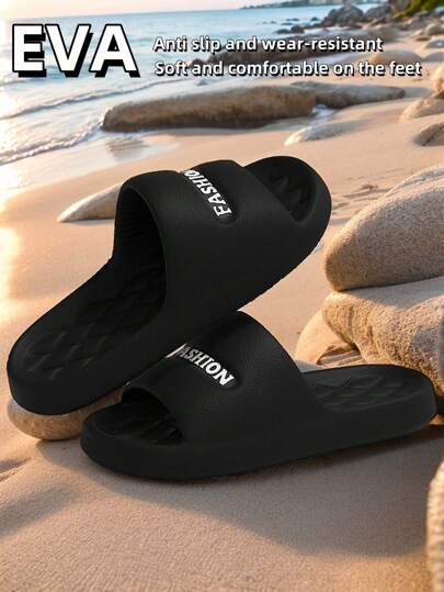 نعال صيفية داخلية للرجال, بطبعة أسلوبية خفيفة الوزن, مصنوعة من مادة الايفا المسطحة منزلقة ولا رائحة لها, نعال شاطئ للرجال والنساء