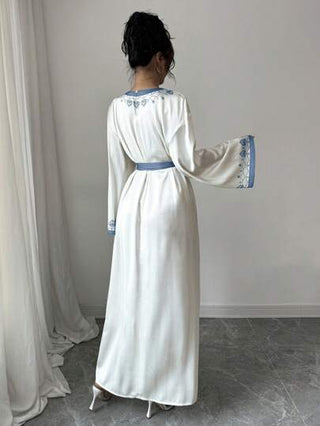 فساتين حريمي Elenzga فستان ماكسي طويل الأكمام بتصميم معكوس وأكمام جرس، بطبعة زهرية ملونة، أنيق وأنثوي، مناسب لفصلي الربيع والصيف