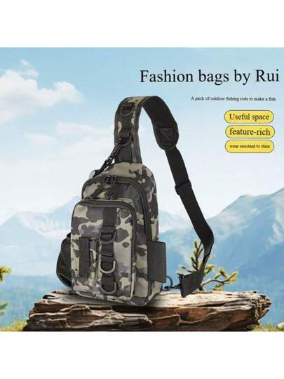 حقيبة أدوات صيد متعددة الأقسام مقاومة للماء ذات أنماط كامو و هندسية - خيارات الألوان موحد اللون ، إغلاق بسحاب ، حزام الكتف. مثالية لتخزين معدات المشي لمسافات طويلة والتخييم والصيد في الهواء الطلق