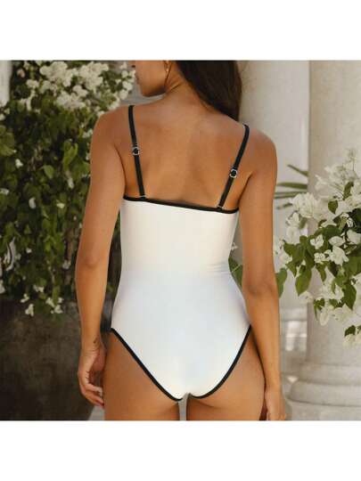 مايوه حريمي قطعة واحدة بدلة سباحة موضة بسيطة للنساء للصيف والعطلات الشاطئية