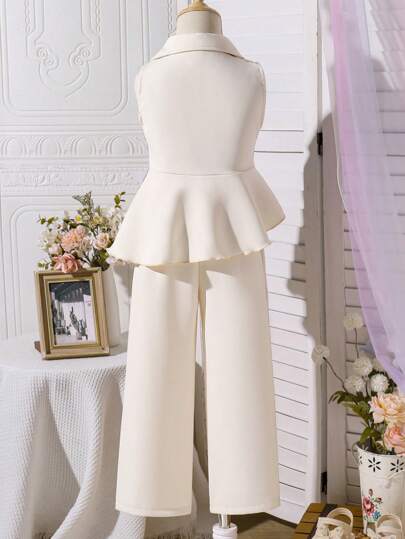 تيشيرتات بناتي مجموعة ملابس صيفية للبنات الصغيرات مكونة من ملابس علوية بلا أكمام وبنطال طويل، عصري