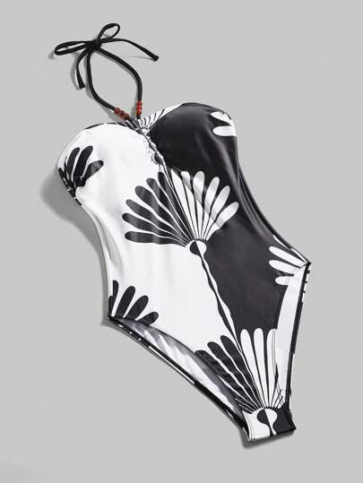 مايوه حريمي قطعة واحدة Ontre بدلة سباحة قطعة واحدة بطراز مطبوع عطلة مجرد طباعة لموسم الربيع والصيف ، ملابس شاطئ للنساء