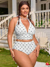 طقم تانكيني حريمي Swim Mod طقم لملابس السباحة المكون من قطعتين للنساء، بفتحة رقبة عميقة على شكل V وطباعة رقمية عشوائية، حمالات رفيعة، خصر مخصر ومبطن