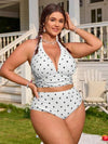 طقم تانكيني حريمي Swim Mod طقم لملابس السباحة المكون من قطعتين للنساء، بفتحة رقبة عميقة على شكل V وطباعة رقمية عشوائية، حمالات رفيعة، خصر مخصر ومبطن