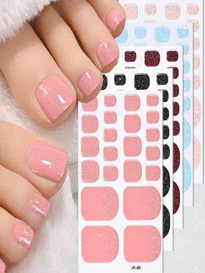 110 قطعة ملصقات مسامير الأصابع كاملة التغليف بالبريق، 5 صفحات، ربيع وصيف معدنية باللون الرمادي الفاتح، أشرطة طلاء أظافر أصابع القدمين اللاصقة، براقة مع بريق، نعل فخم، ديكورات أظافر لاصقة للسيدات والفتيات للاستخدام اليومي DIY