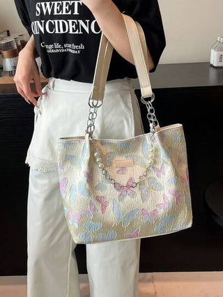 حقيبة تسوق نسائية موضة طباعة زهور، سعة كبيرة مناسبة للتنقل ، ضرورة متعددة الاستخدامات