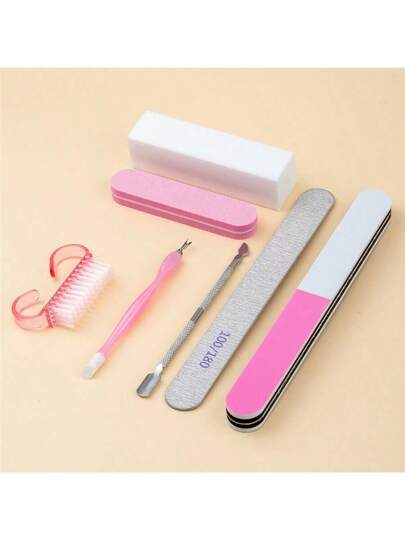 طقم أدوات العناية بالأظافر 7 قطع، طقم منطقة اليدين والقدمين للصنفرة والتلميع والتنظيف وإزالة البشرة الميتة