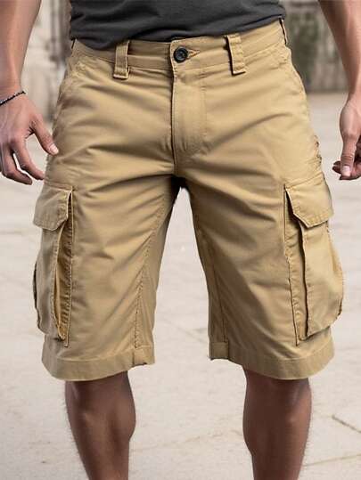 شورت كارجو كلاسيك، شورتات كارجو بتصميم كاجوال متعدد الجيوب للرجال للأنشطة الخارجية والتنزه وللعمل في الصيف، شورتات كارجو كاجوال فضفاضة للرجال، بيرمودا شورت