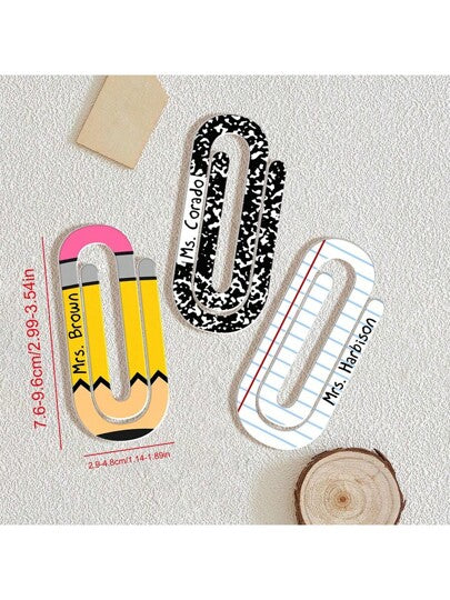 هدايا شخصية للمعلم ، إشارة كتاب مُخصصة من مُشبك ورق مع الاسم ، إشارة كتاب أكريليك كهدية تقدير للمعلم ، هدية معشبك كإشارة كتاب للمعلم ،تقدير للمعلم