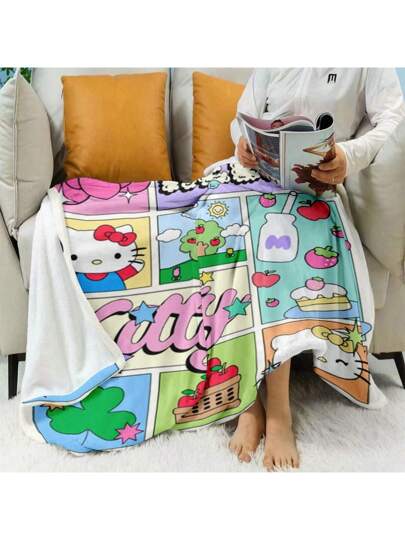 Sanrio بطانية قطيفة، ناعمة كدرجة الأطفال، لا تبهت ولا تتزق، صديقة للبشرة، سريعة الامتصاص والتجفيف، قابلة للغسل بالغسالة، متوفرة بأحجام متعددة، مثالية للسكن الطلابي والتخييم والمنزل والمكتب والسيارة والهدايا