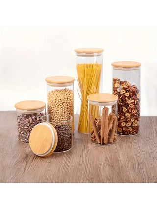 برطمان زجاجي مغلق محكم، حاوية تخزين طعام مطبخ دائرية مع غطاء مشبك، آمن للميكروويف والثلاجة، مناسب لتخزين التوابل والحبوب والشاي - سهولة الوصول، برطمان تخزين المطبخ