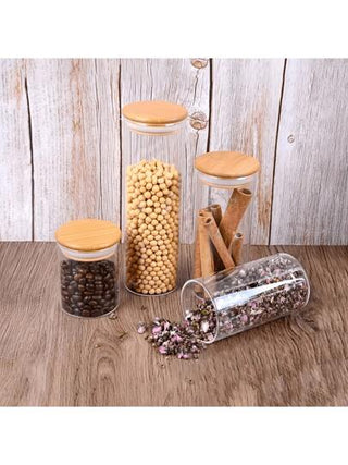 برطمان زجاجي مغلق محكم، حاوية تخزين طعام مطبخ دائرية مع غطاء مشبك، آمن للميكروويف والثلاجة، مناسب لتخزين التوابل والحبوب والشاي - سهولة الوصول، برطمان تخزين المطبخ