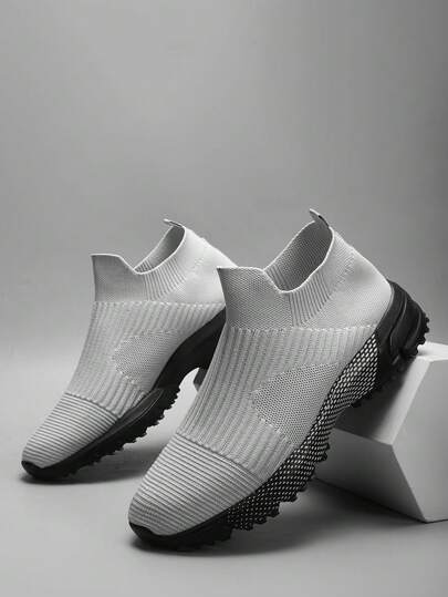 أحذية رياضية رجالية مُنفِّسة من الشبك - أحذية مشي مُريحة مع سُحاب مطاطي ، وأسفل مبطن ، مناسبة لكل المواسم