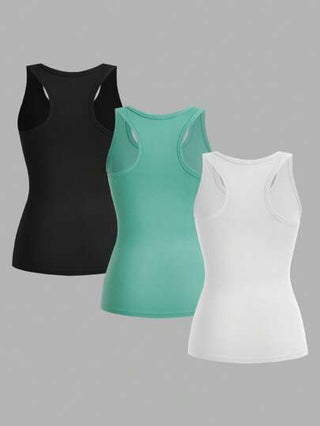 EZwear 3 قطع تانك توب رياضية نسائية بظهر رياضي، قمصان رياضية بلا أكمام للرياضة واليوغا، ذات أربطة عريضة، مناسبة للصيف