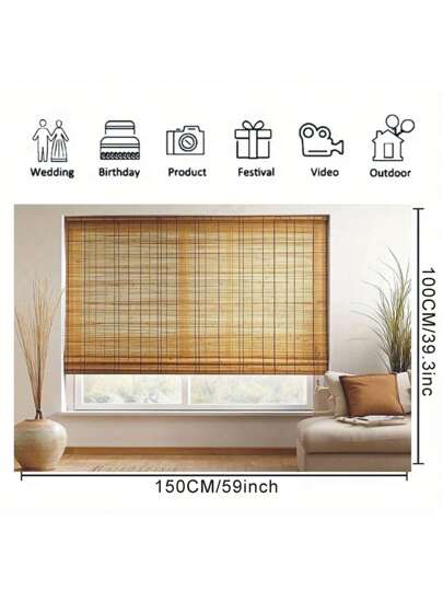 خلفية الأبعاد ذات موضوع دافئ وطبيعي، مزودة بستائر نيولي من الخيزران، أريكة مريحة، أرضيات خشبية، نباتات داخلية، مناسبة لديكور غرفة المعيشة العصرية - مثالية كخلفية لحفلة عيد الميلاد | ديكور غرفة المعيشة المريحة | موضوع دافئ وطبيعي، ديكور غرفة المعيشة من الف