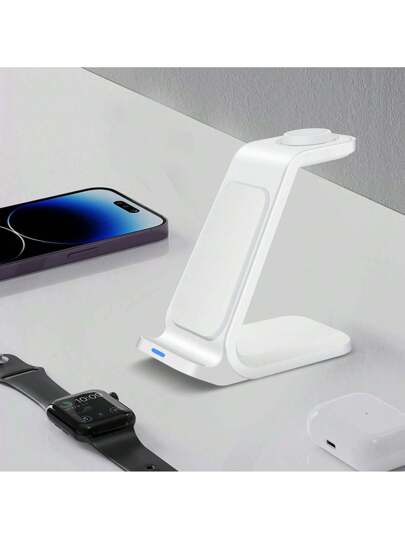 محطة شحن لاسلكي متعددة الوظائف 15 واط 3 في 1 متوافقة مع أجهزة أبل (الهواتف والساعات والسماعات) متوافقة مع أيفون 16 15 14 13 12 11 X 8 برو ماكس/برو/ميني/بلس ، متوافقة مع ساعة آي ووتش ، متوافقة مع إيربودز ، مناسبة للمكتب والمدرسة والمنزل