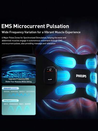 PHILIPS حزام إيليكتروني من فيليبس لشد البطن وإنقاص الدهون ، جهاز تدليك البطن والخصر قابل للشحن ب- 3 سرعات تسخين ، مناسب للاستخدام المنزلي والرياضي ، يعزز الدورة الدموية في الخصر والبطن ، ويخفف آلام العضلات والإزعاج ، هدية عيد الحب للحبيب والحبيبة ، توفر د
