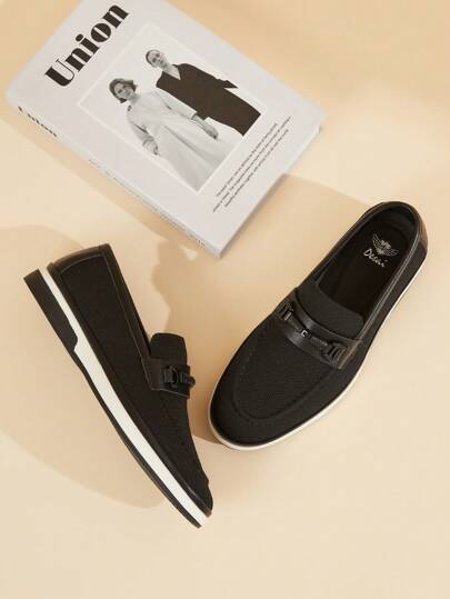 DESAI زوج من الحذاء المسبك اللطيف والمريح للرجال، حذاء كاجوال مريح للتنقل والعمل، حذاء موكاسين من قماش شبكي