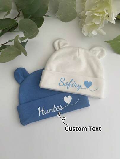 قبعة صغيرة مخصصة لحديثي الولادة تحمل اسم الطفل،يمكن استخدامها يومياً للأطفال البنات والأولاد،مقاومة للخدش ودافئة،تناسب كل المواسم،مطبوعة بطباعة اسم/شعار شخصي، هدية مثالية للأطفال، هدايا تشمل البيبي شاور،متعددة الاستخدامات،زخرفية،أحرف، أنيقة، حديثة، ملونة،