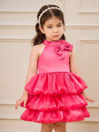 فساتين بيبي Glamorique Kids فستان صيفي متعدد الطبقات لفتيات الأطفال بحزام سباق