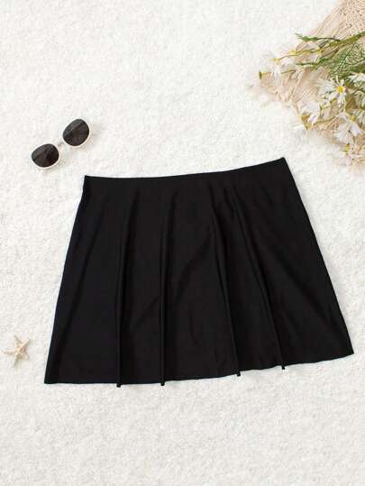 SHEIN Swim Curve ملابس السباحة السفلية للنساء ذوات الحجم الكبير، قطعة واحدة، لون واحد، ملابس شاطئ كاجوال