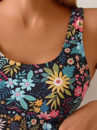 طقم تانكيني حريمي Swim Lushoire مجموعة فستان قطعتين مطبوع عليها أزهار مع حمالات سميكة وبيكيني للنساء لإطلالة صيفية على الشاطئ