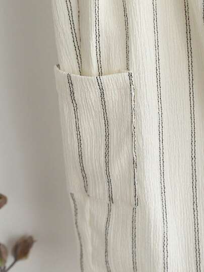 SHEIN Vintaside Kids بنطلون سروال رضيع للأولاد الرضع، بخطوط عريضة، مريح وواسع، مناسب للأنشطة اليومية للطفل والألعاب الخارجية وارتداء العطلات