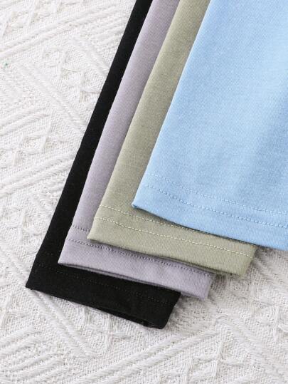 SHEIN Vintaside Kids 4 قطع/حزمة، بنطلونات ليغنز للأطفال حديثي الولادة والرضع من 1 إلى 24 شهرًا، ألوان سادة مناسبة للاستخدام اليومي، حزمة مكونات متعددة الاستخدامات، مناسبة لجميع الفصول "مرحبًا بالعالم"