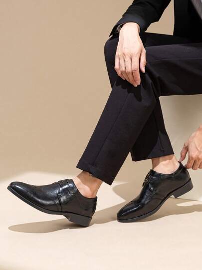 Mioeert أحذية رجالية عصرية للارتداء البيزنس ، مزينة بتصميم حرفي ، مناسبة للتنقل والحفلات والمكتب والمنزل