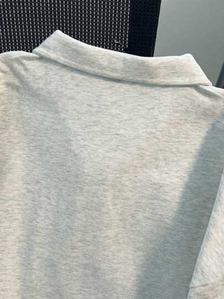 SHEIN Manfinity Dauomo قميص بولو كاجوال للرجال مطبوع بشاشة لموسم الصيف سحاب نصفي