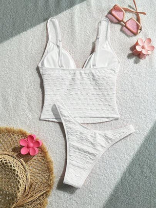طقم تانكيني حريمي Swim Mod 2 قطعة/طقم ملابس سباحة نسائية مزين بفية القماش البالون قابل للتعديل، وردي ماركة حلوة وكاجوال للعطلات والحفلات